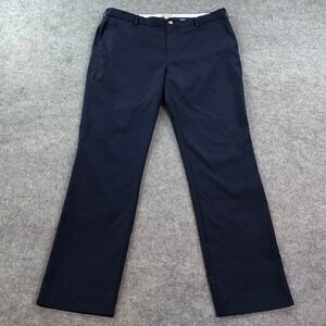 Peter Millar Mens Chino Pants 35x32 Navy Blue Polyester Performance Flat Front